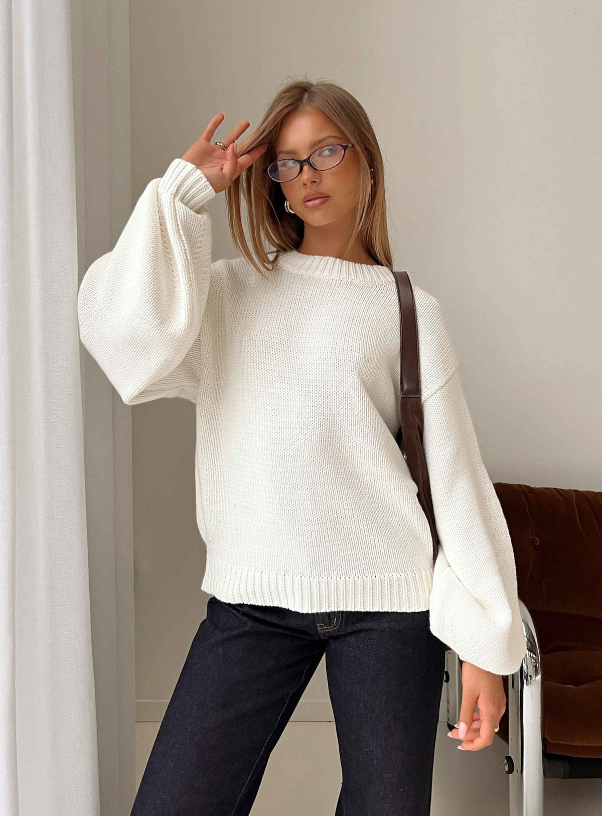 Chic Balloon Sleeve Knit Sweater