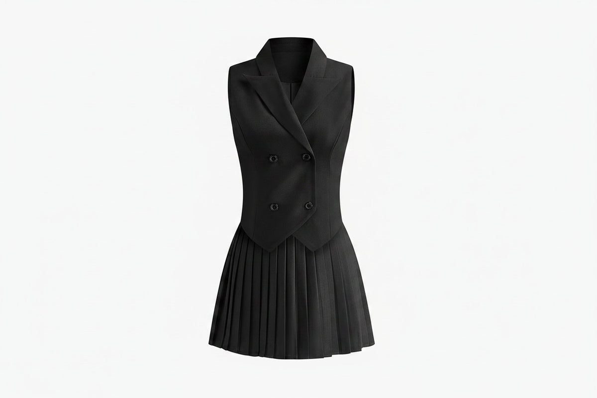 Lindsey Waistcoat & Pleated Mini Skirt Set