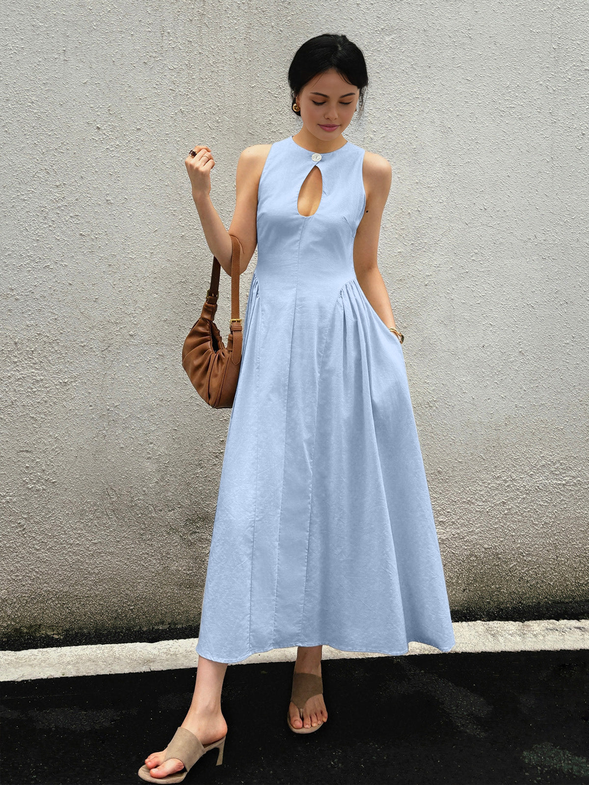 Breathe Easy Pleated Long Dress