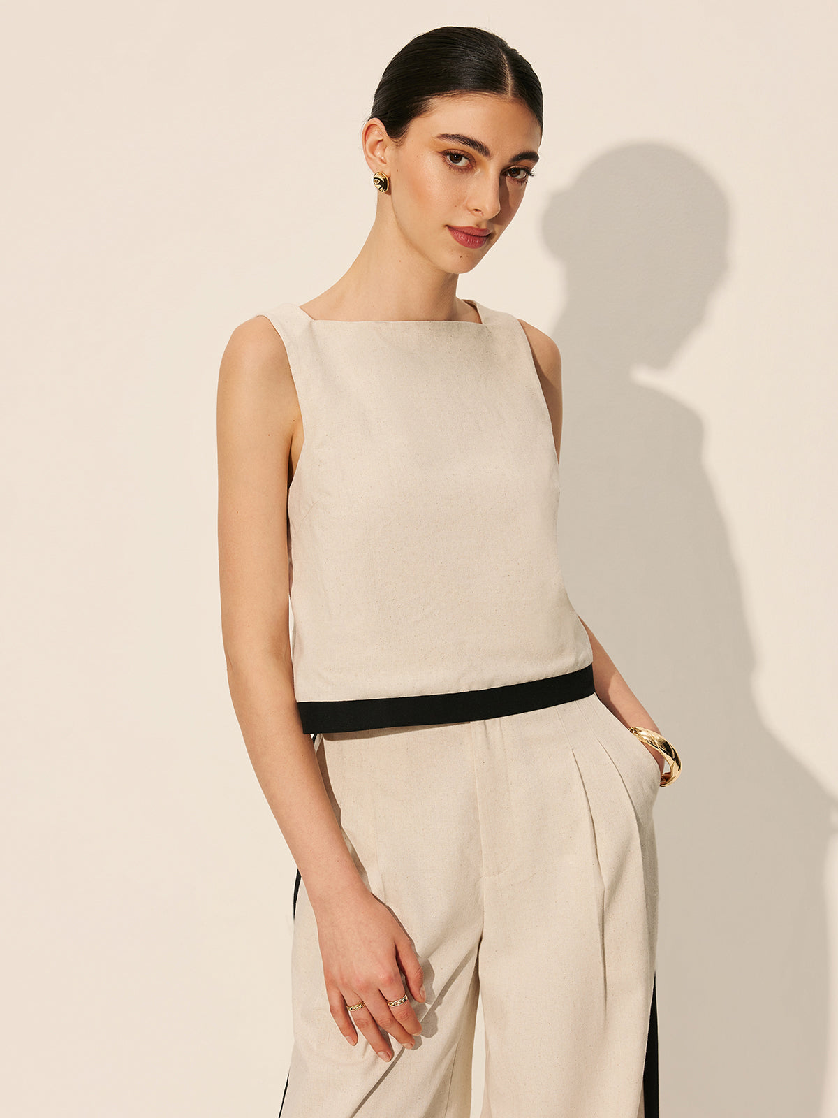 Clean Lines Linen & Cotton Contrast Binding Pants Set