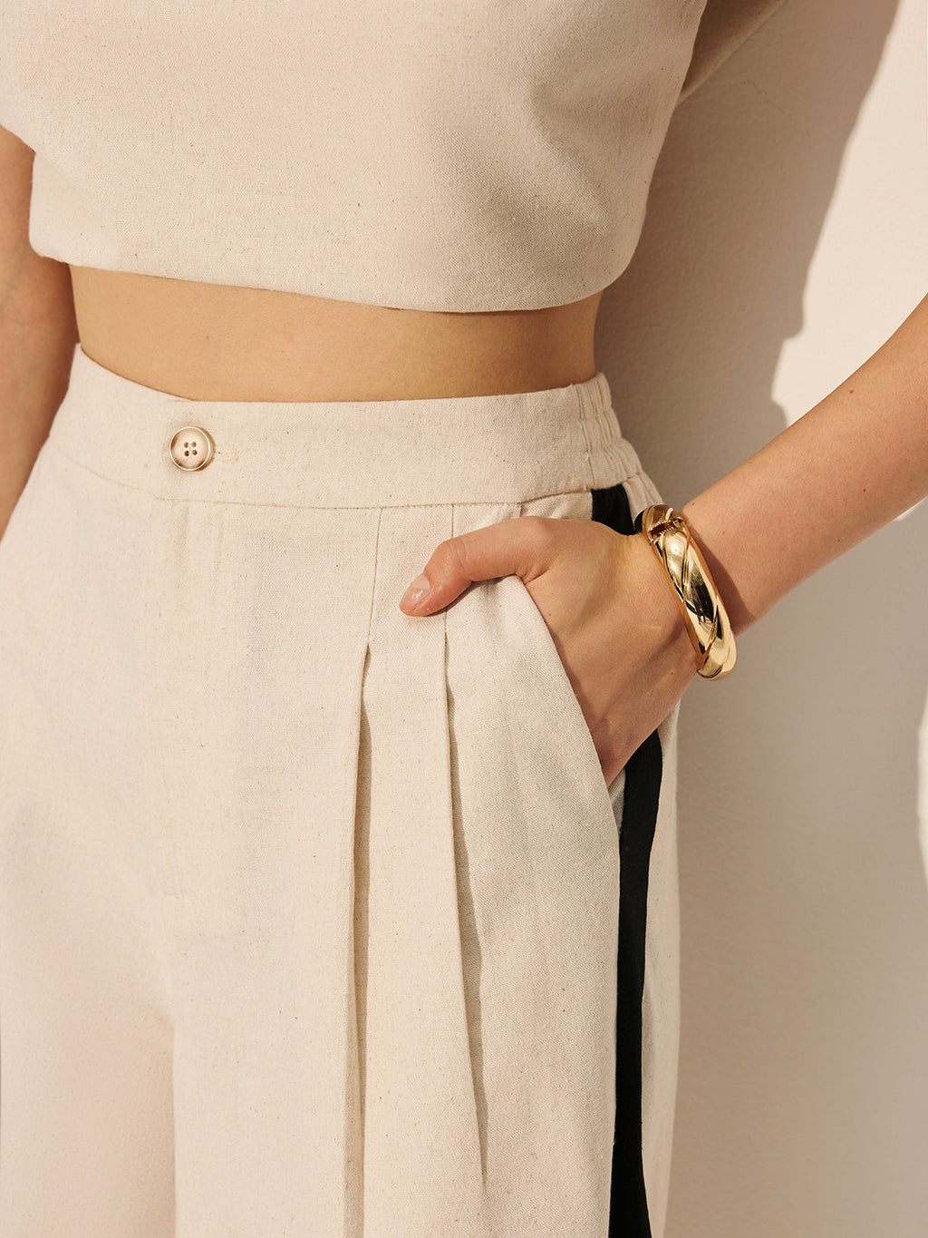 Clean Lines Linen & Cotton Contrast Binding Pants Set