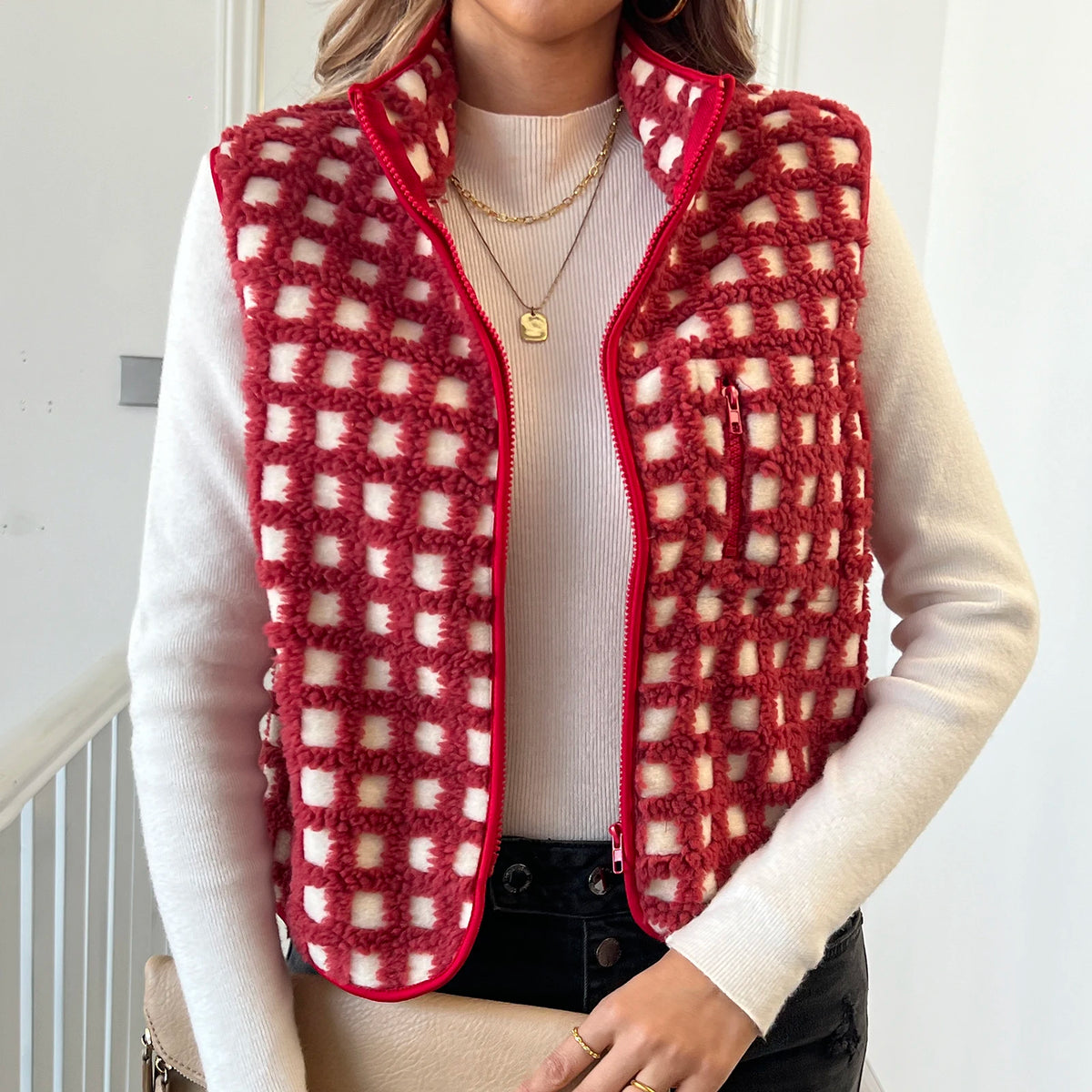 Lima Sherpa Fuzzy Zip-Up Sweater Vest