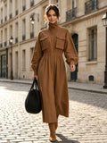 Colony Long Sleeve Button Front Maxi Dress