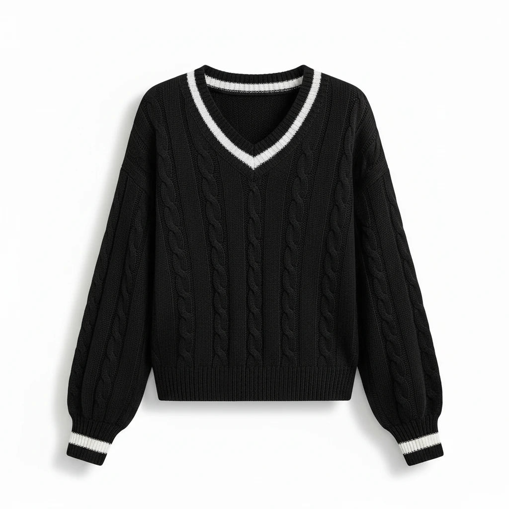 Selma V-Neck Soft Knit Long Sleeve Sweater