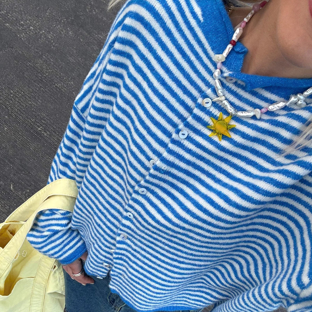 Tokyo Striped Knit Button Down Cardigan Sweater