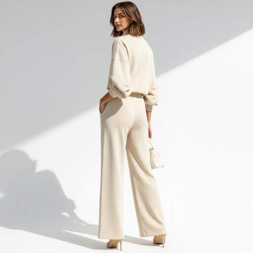 Cream set, real white studio, back