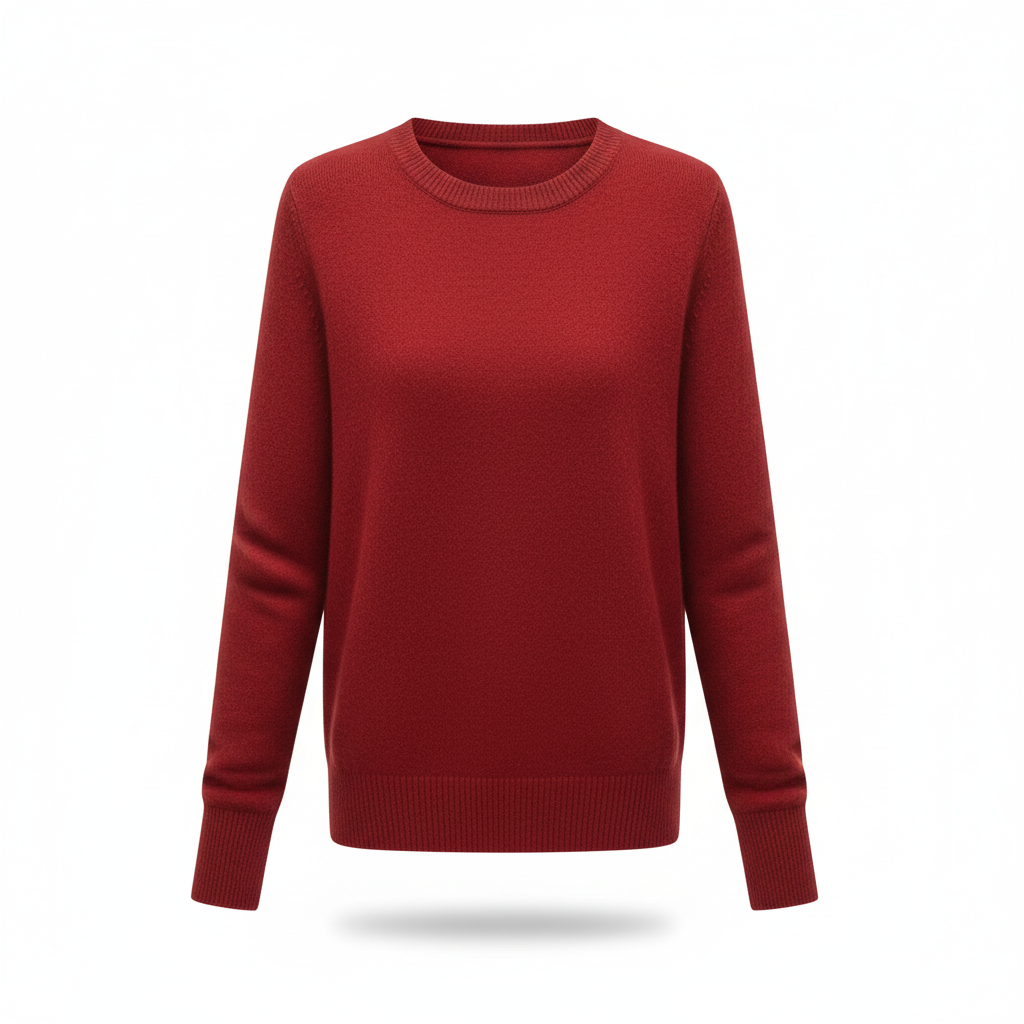 Ghost mannequin sweater, brick red