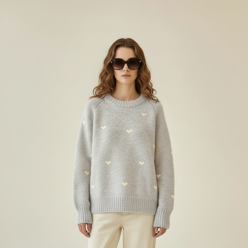 Heart sweater, grey colorway