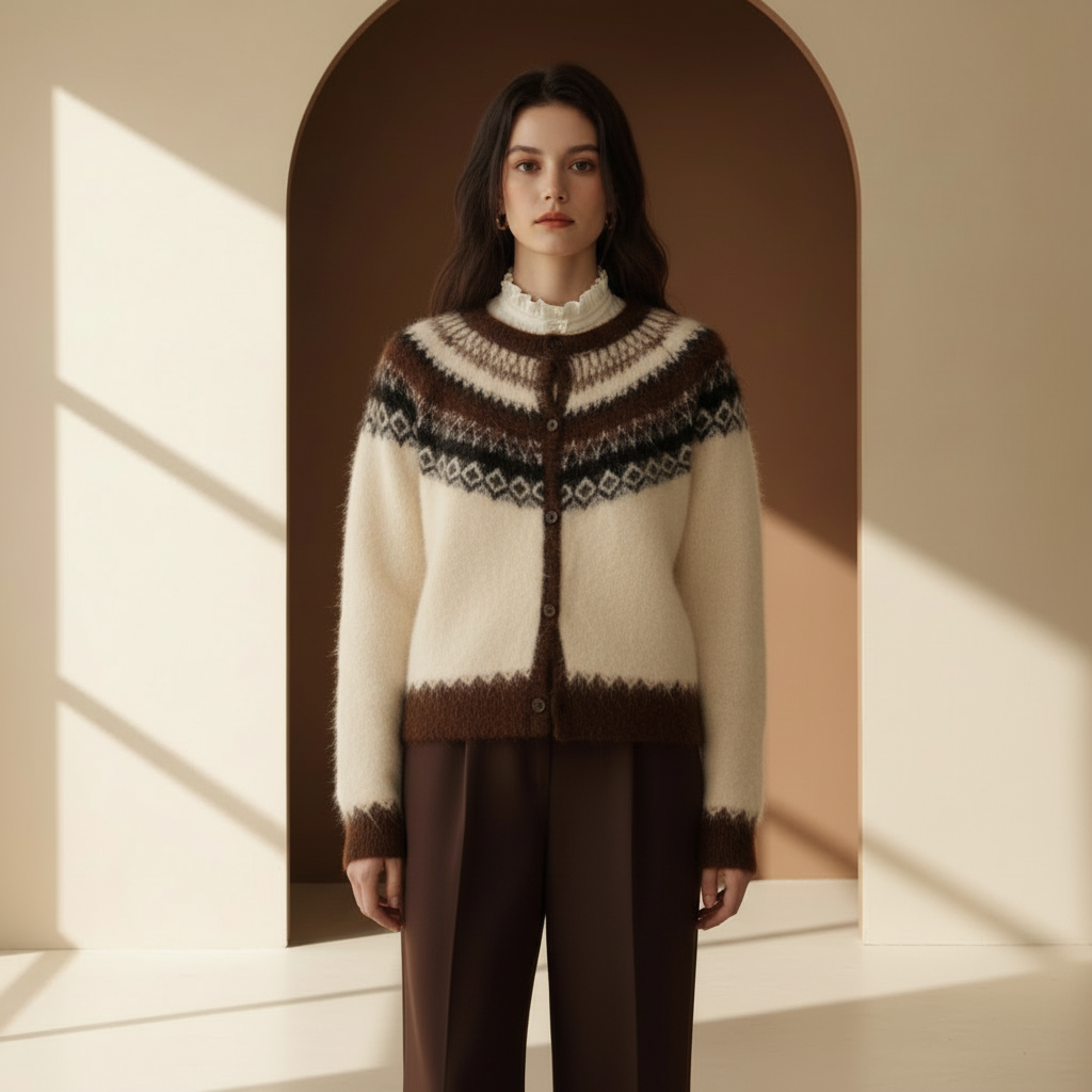 Matching campaign-style cream cardigan main product image
