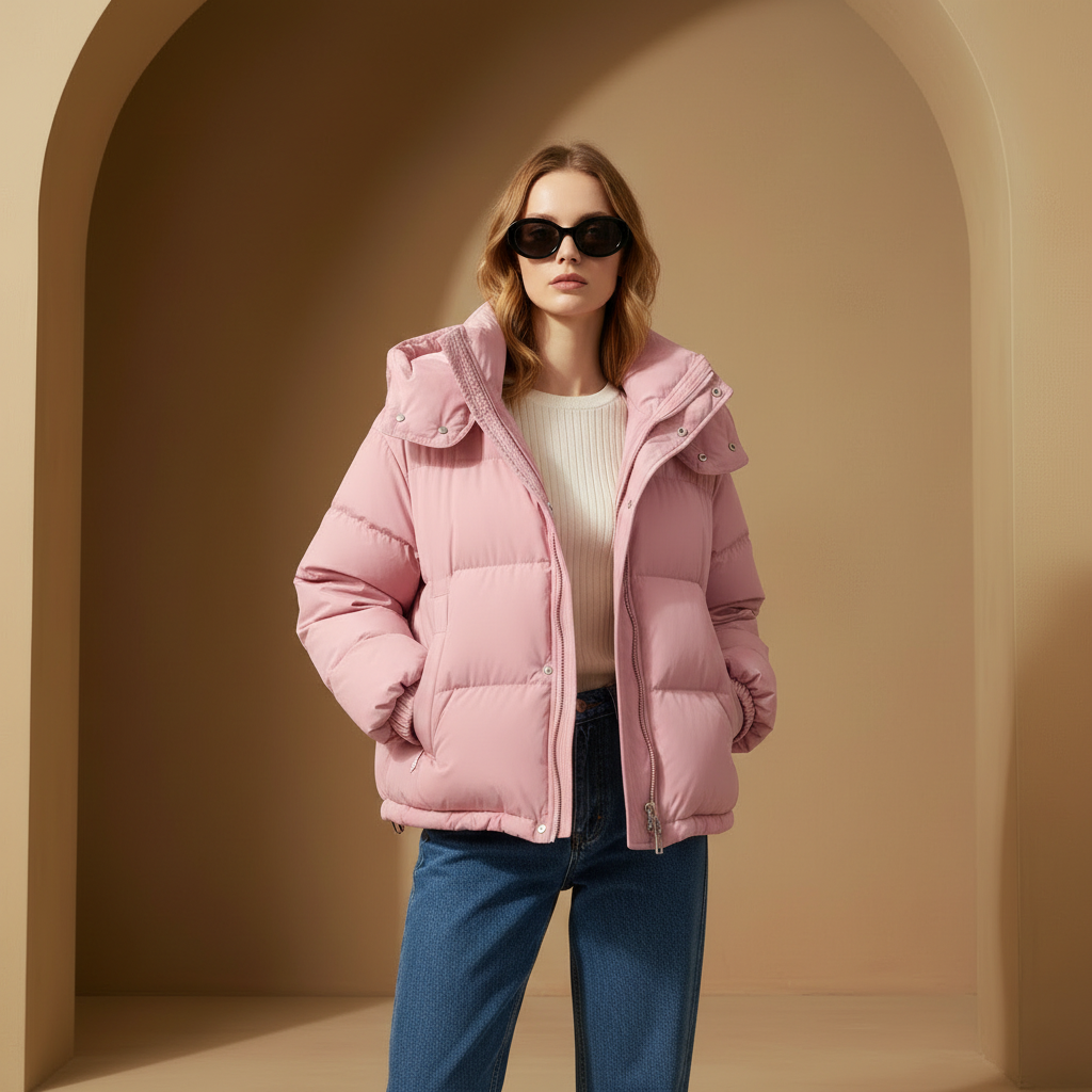 Pink jacket model editorial