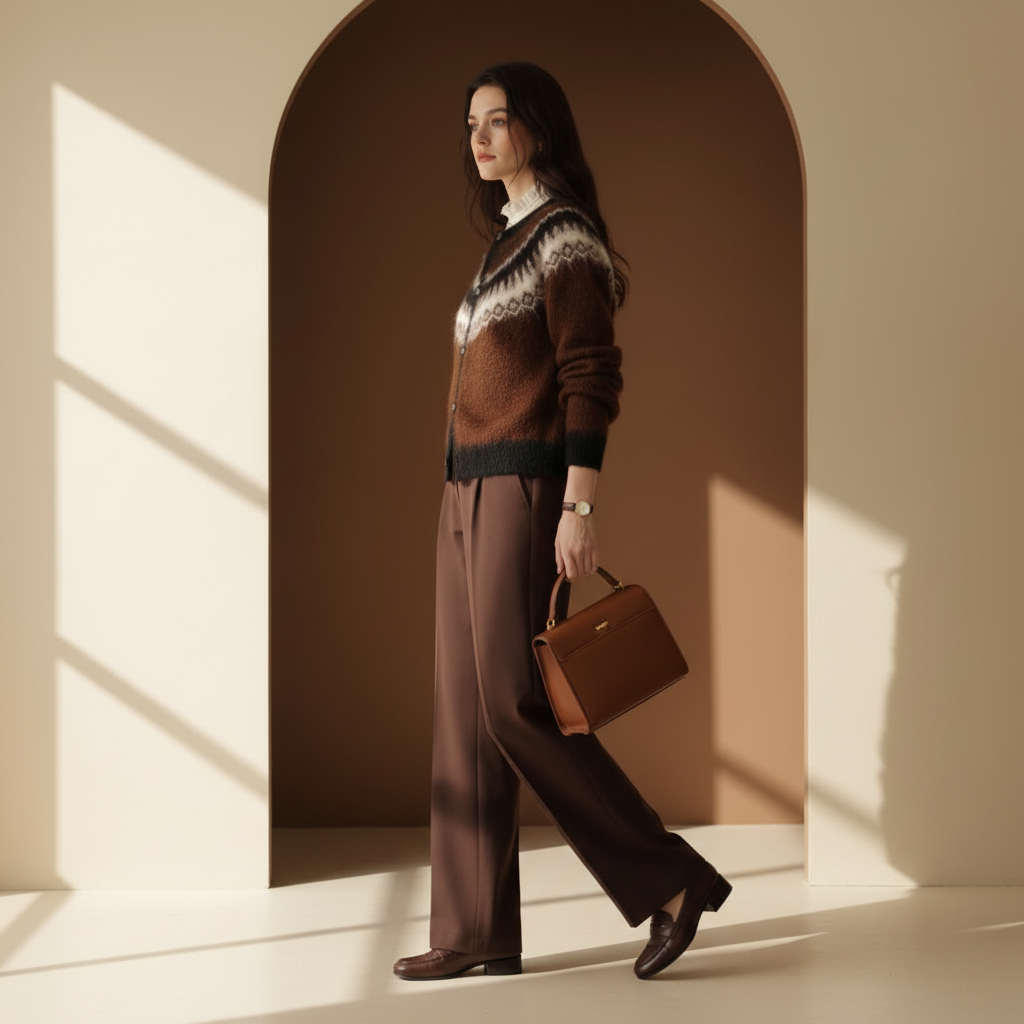 Side-profile walking editorial