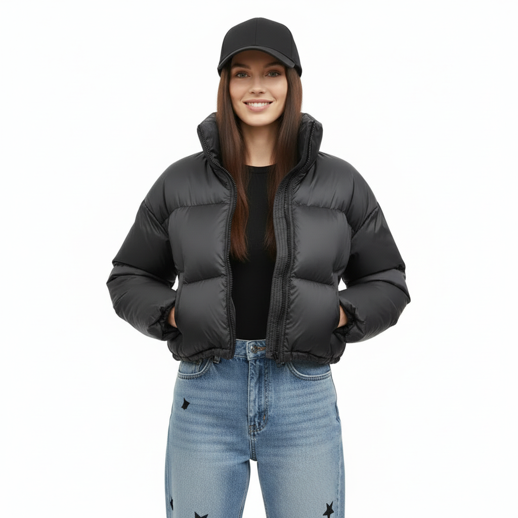 Straight-on smiling studio editorial