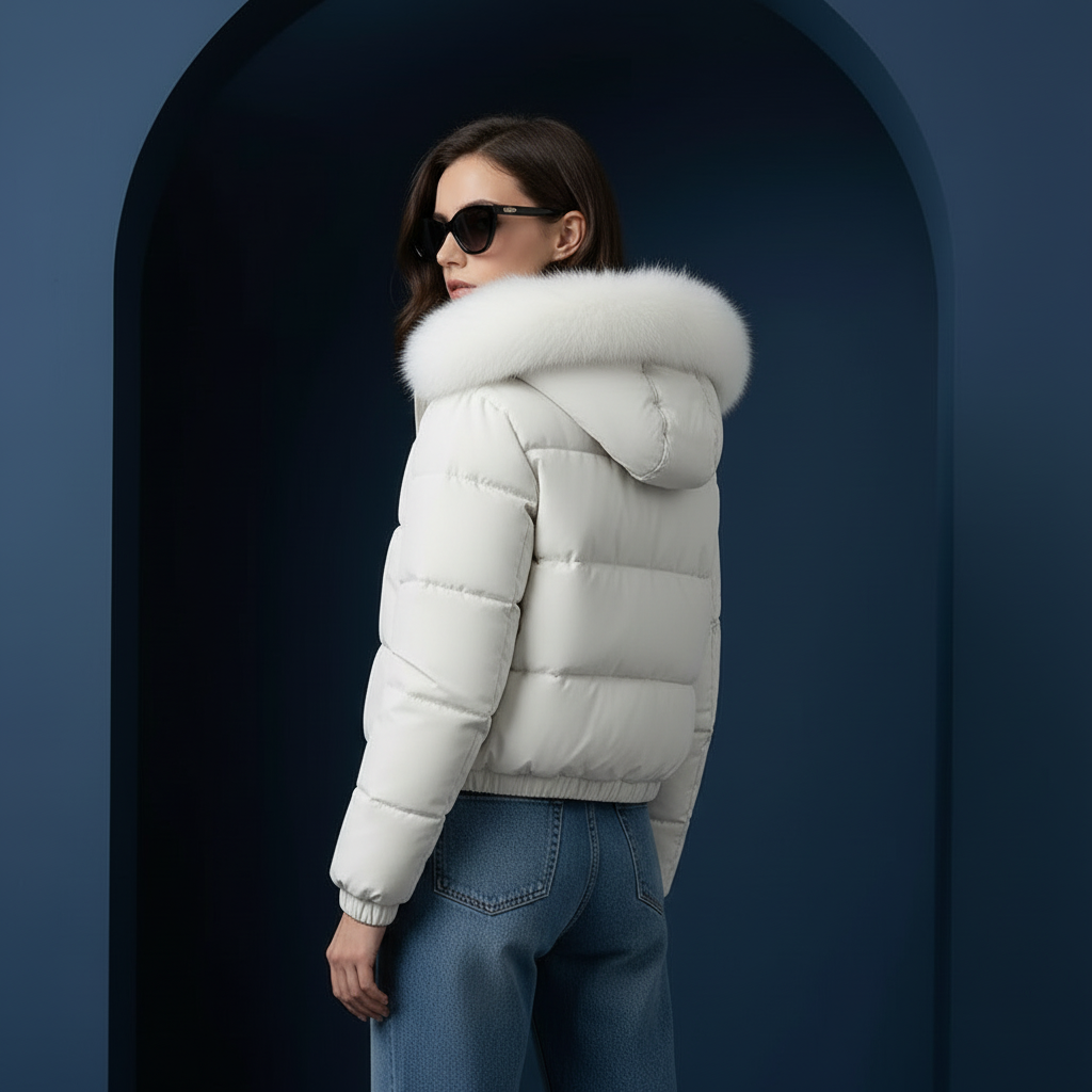 Three-quarter rear cropped-jacket editorial