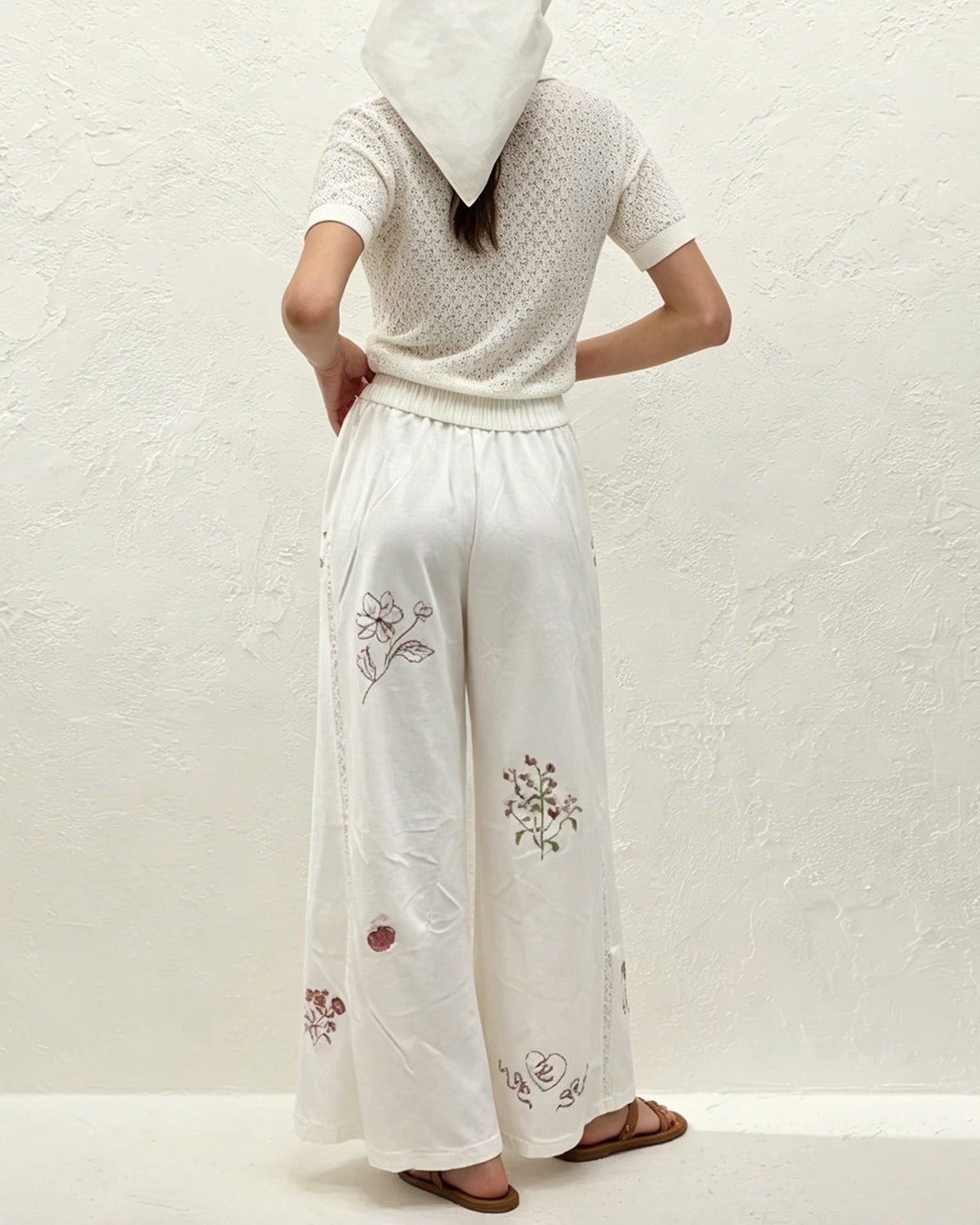 Juline Airy Floral Embroidery Pants
